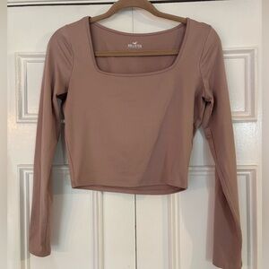 Hollister Light pink Square Neck Long Sleeve Seamless Top Size M
